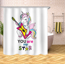 Unicorn Little Pony Waterproof Shower Curtain Polyester Bathtub Decor Curtain70&quot; - £13.14 GBP+