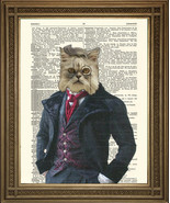 VICTORIAN DANDY CAT PRINT: Fun, Vintage Dictionary Page Wall Decor Art (... - £6.03 GBP