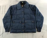 Vintage Eddie Bauer Jacket Mens Extra Small Navy Blue Snap Collared Puffer - $55.79