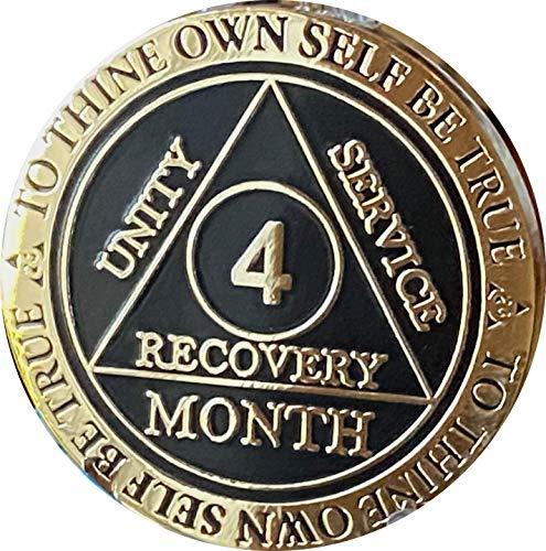 4 Month AA Medallion Elegant Black Gold and Silver Plated 120 Day Chip
