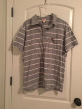 Mossimo Men&#39;s White Striped Short Sleeve Polo Shirt Button Size XL White - £21.21 GBP