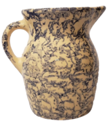 Robinson Ransbottom Creamer Blue Spongeware Roseville USA Pottery 1 pint... - $23.02