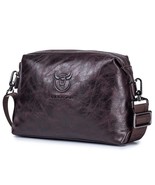 BULLCAPTAIN Vintage Wax Leather Men Small Messenger Bag - $59.78