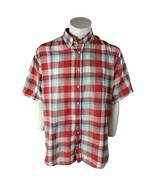 Merona Mens XXL Lightweight Red Plaid Short Sleeve Button Down Casual Shirt - $13.91