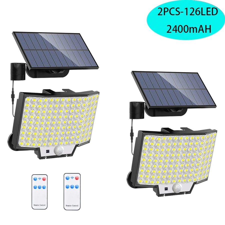 Or solar light motion sensor waterproof wall lamp ultra bright 228 126 led with 3 modes thumb200