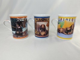 Danbury Mint Dachshund Coffee Cup Mug Lot of 3 Sitting Mirror Park - $16.95