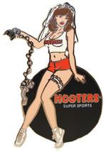 Hooters Restaurant Bachelorette Party Ball And Chain Girl Lapel Pin Super Sports - £10.27 GBP