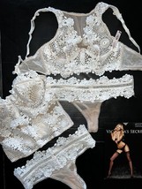 Victoria&#39;s Secret 32B,32C,34B Bra Set+Corset Beige White Embroidered Applique - £132.55 GBP