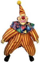 Russ Berrie Corkles Clown Doll Orange/Red Striped Costume 8in Missing Ball - £15.73 GBP