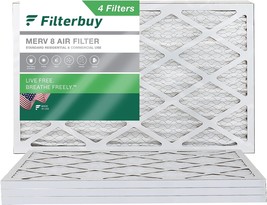 Filterbuy 14X25X1 Air Filter Merv 8 Dust Defense (4-Pack), Pleated Hvac Ac - £32.86 GBP