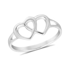 Beautiful Interlocked Hearts of Love Sterling Silver Ring - 8 - £9.95 GBP