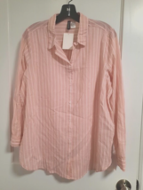 Divided H&amp;M Pink And White Button-down Oversized Poplin Shirt NWT Sz 12 - £15.27 GBP