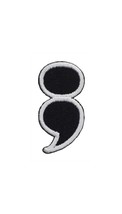 Semicolon Semi-Colon Embroidered Iron On / Sew On Patch 1.0&quot; x 2.0&quot; - £1.94 GBP