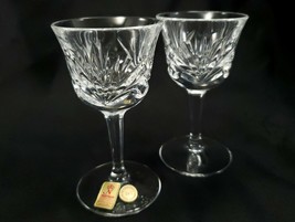 Nachtmann Nierstein Cordial Glasses Set of 2 Cut Crystal Fans Criss-Cros... - $26.00