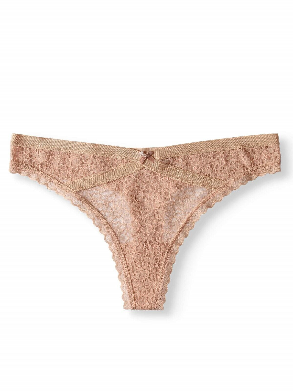 No Boundaries Women&#39;s Lace Thongs Mock Split Waist Lt Cappuccino Size XL... - $9.74