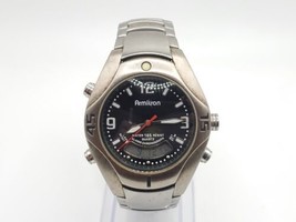 Armitron Analog Digital Watch Mens New Battery Black Dial Silver Tone 40mm - $35.00