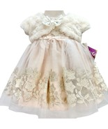 Blueberi Boulevard Child&#39;s 2-PC Dress Size 12M Blush Gold Embroider Flow... - £30.59 GBP