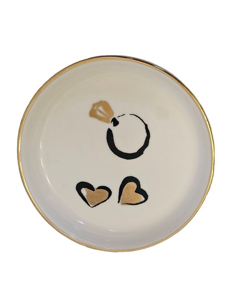 Primary image for Lenox Kate Spade Ring Hearts Daisy Plate Trinket Dish Cream Gold Black