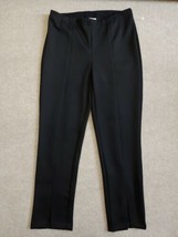 Chicos Cropped Stretch Pants Womens Size 0.5 6 Black Front Slits Pull On - £18.99 GBP