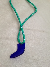 Cobalt blue glass pendant necklace on 30&quot; diamond braided rope - £19.97 GBP