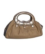 Donald Pliner Gator Metallic Leather Silk Linen Purse Handbag Large Tote... - $232.51 CAD