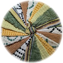 Vintage Chenille Bedspread Quilt Fabric Square Block Kit 21 6 in Fall Vibe - $33.24