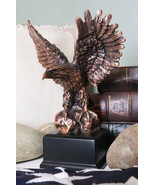 Patriotic Flight Bald Eagle On Rock Stretching Out Wings Figurine With Base - £27.64 GBP