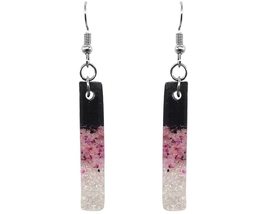 Long Rectangle Crushed Chip Stone Inlay Acrylic Striped Dangle Earrings - Womens - £12.04 GBP