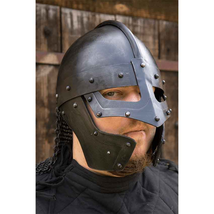 Medieval Viking Raven Epic Black Dark Helmet With Chainmail Aventail - $105.93+