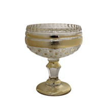 Elegant Glass Pedestal Candy Dish With Gold Embellishment Hand Made Gift Boxed - £17.77 GBP