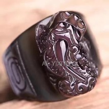 Beautiful Natural Ice Rainbow Obsidian Carved Chinese PiXiu Lucky Thumb Ring Fas - £36.53 GBP