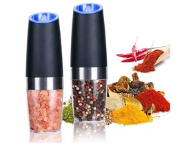 Electric Salt And Pepper Grinder Mill Set Gravity Sensor Battery Powered 2Pcs - £12.73 GBP