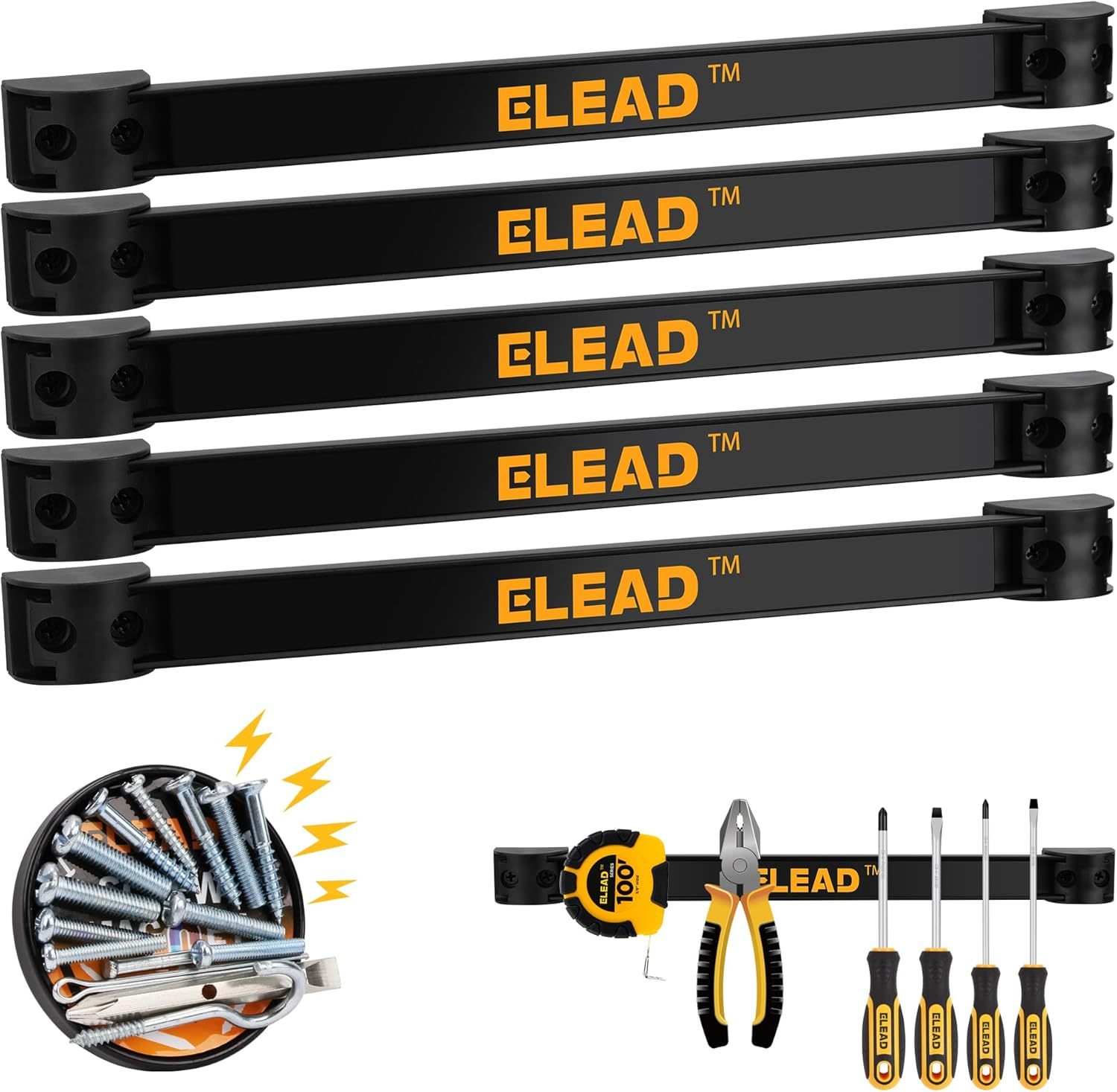 Magnetic Storage Organizer Tool Holder - 6-Piece Wall Mount Rack Garage ...