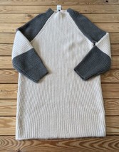 Express NWT $88 Women’s Ribbed Sweater dress size S Cream Grey R8 - £30.37 GBP