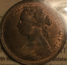 1887 Great Britain Victoria Half Penny - ICCS MS-63 - £74.57 GBP