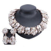 Ker collar bib statement crystal rhinestone necklace earring bridal costume jewelry set thumb200