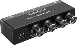 Cubilux 4-Channel 3.5Mm Audio Mixer, Ultra-Low-Noise Mini Audio Mixer, Keyboards - $39.94