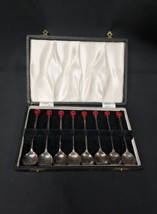 Mid Century Modern Barware Stirrer Spoon Set Of 8 Red Ball Top EPNS ENGLAND  - £14.70 GBP