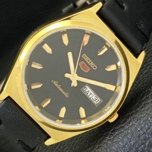 VINTAGE REFURBISHED SEIKO 5 AUTOMATIC JAPAN MENS BLACK DIAL WATCH a434714-1 - £36.99 GBP