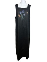 Studio Ease Dress Womens 12 Large Black Linen Black Bohemian Boho Long S... - $22.67