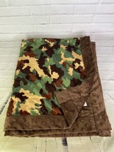 Mud Pie Camo Baby Blanket Security Lovey Camouflage Green Brown Tan Minky Dots - £19.38 GBP