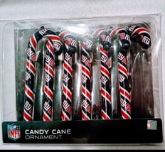 NFL New York Giants Candy Cane Glass Ornaments Set Of 6 New in Box - £9.94 GBP