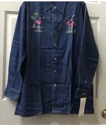 Christine Alexander dark denim blouse jacket pink flamingo size large - $1,638.46 MXN