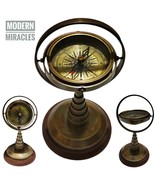 Brass Gimbal Compass On Stand nautical vintage home decor gift Fully Wor... - £36.05 GBP