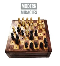 Mini scacchi in legno fatti a mano fatti a mano Set di scacchi da viaggi... - £18.86 GBP