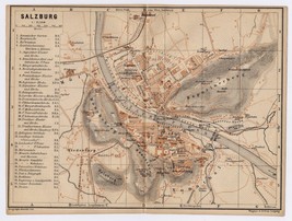 1895 Original Antique Map Of Salzburg / Austria - £17.09 GBP