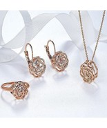 Rose Is A Rose Set Of Ring,Earrings and Pendant With Chain In 18kt Rose ... - $58.13