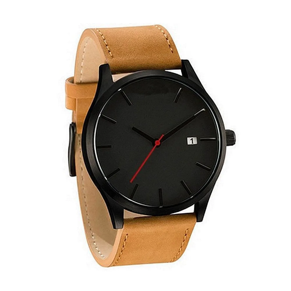 H leather band analog quartz wrist watch business social clock for males analog watches thumb200