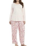 Womens Pajamas Christmas Jockey Plus Candycane 2 Pc Winter Fleece PJ&#39;s S... - £21.80 GBP