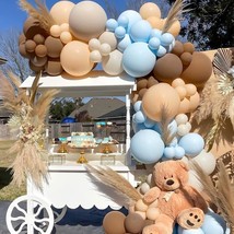 Blue Brown Balloons Teddy Bear Baby Shower Garland Arch Kit Decorations With 147 - £20.35 GBP